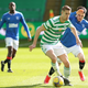 Kris Ajer of Celtic gets past Rangers’ Ianis Hagi during Sunday’s 1-1 draw.